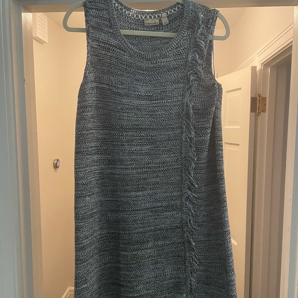 Anthropology Blue Sweater Dress with Fringe